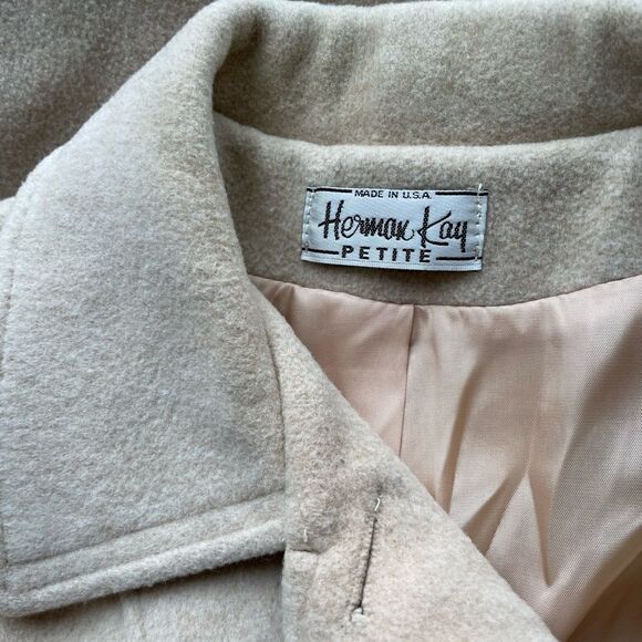 Cream Herman Kay Wool Coat, Size 14, Herman Kay Petite - Picture 10 of 12